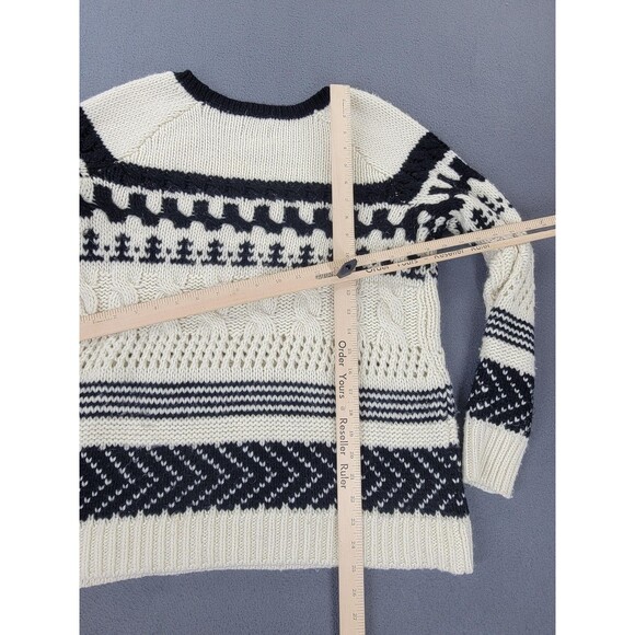 American Eagle Outfitters Sweater Womens Medium Black White Fair Isle Crewneck - Picture 12 of 14